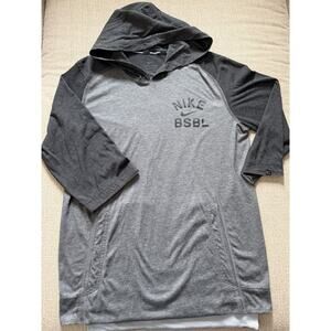 Nike BSBL Dri-Fit 3/4 sleeve hooded baseball tee shirt Size S